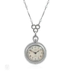 Leroy et Cie. antique pearl, diamond, and platinum watch pendant