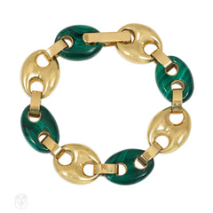 Malachite and gold Nautical bracelet