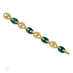 Malachite and gold Nautical bracelet