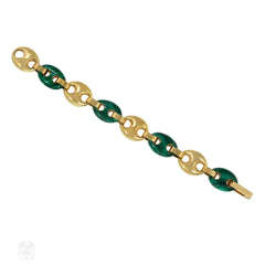 Malachite and gold Nautical bracelet