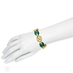 Malachite and gold Nautical bracelet