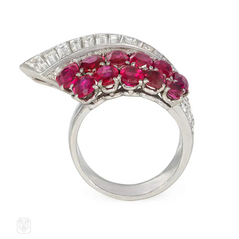 Marc Paris Art Deco Ruby And Diamond Ring