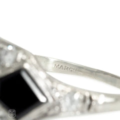 Marcus and Co. Art Deco onyx and diamond ring.