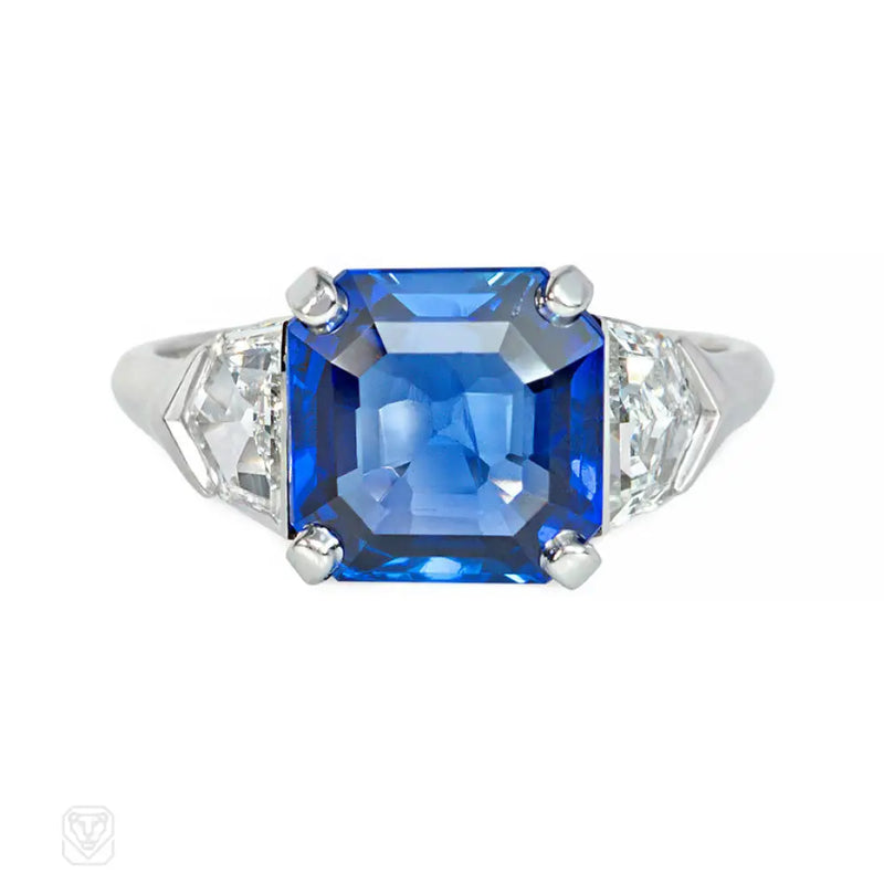 Marcus Art Deco Burmese Sapphire And Diamond Ring