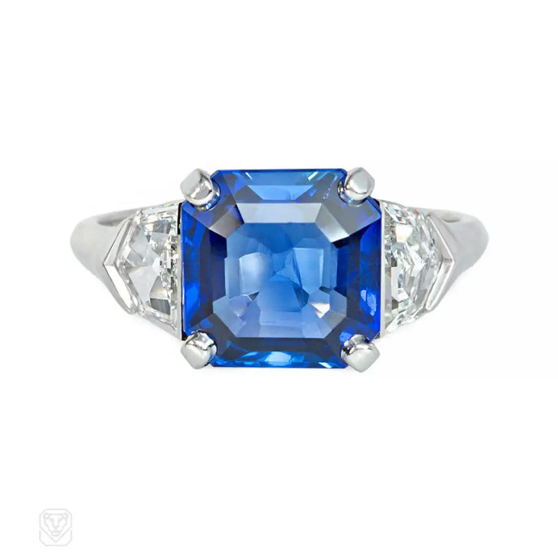 Marcus Art Deco Burmese Sapphire And Diamond Ring
