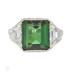 Marcus Art Deco diamond and tourmaline ring