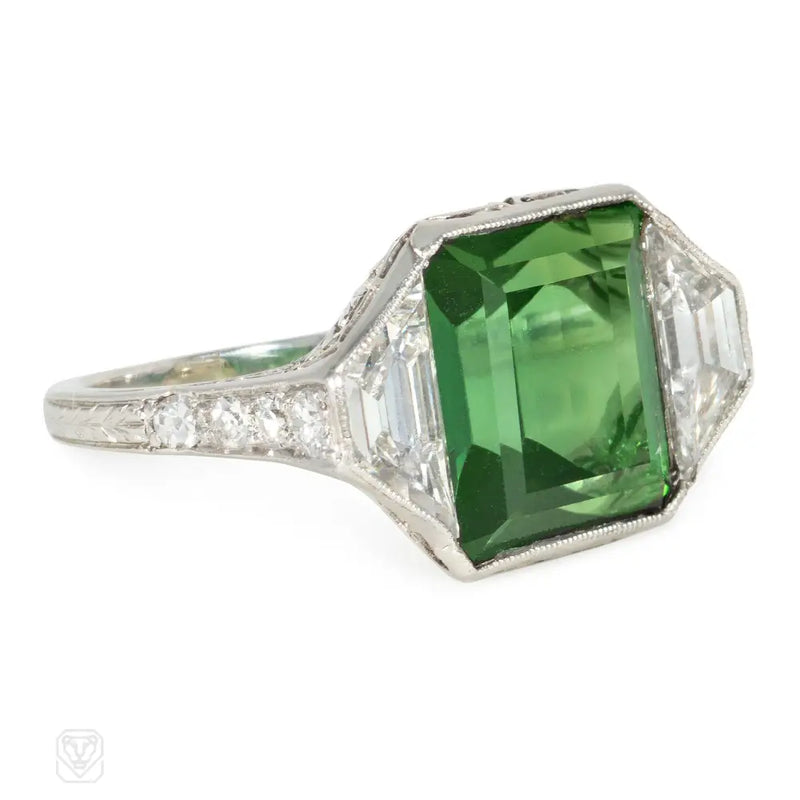 Marcus Art Deco Diamond And Tourmaline Ring