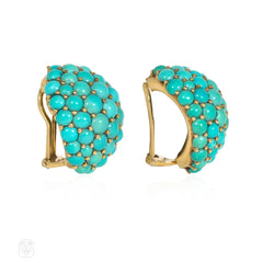 Mid-century bombé turquoise earrings