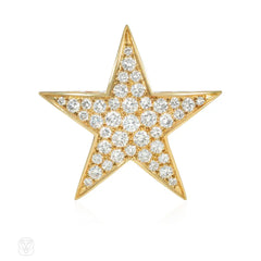 Mid-century diamond and gold star pin