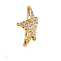 Mid-century diamond and gold star pin