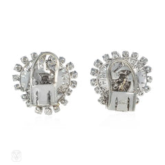 Mid-Century diamond and platinum stylized flower earrings
