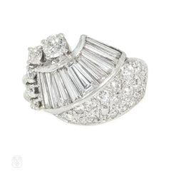 Mid-Century fan-shaped diamond ring