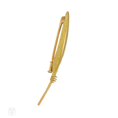 Mid-century French gold feather brooch