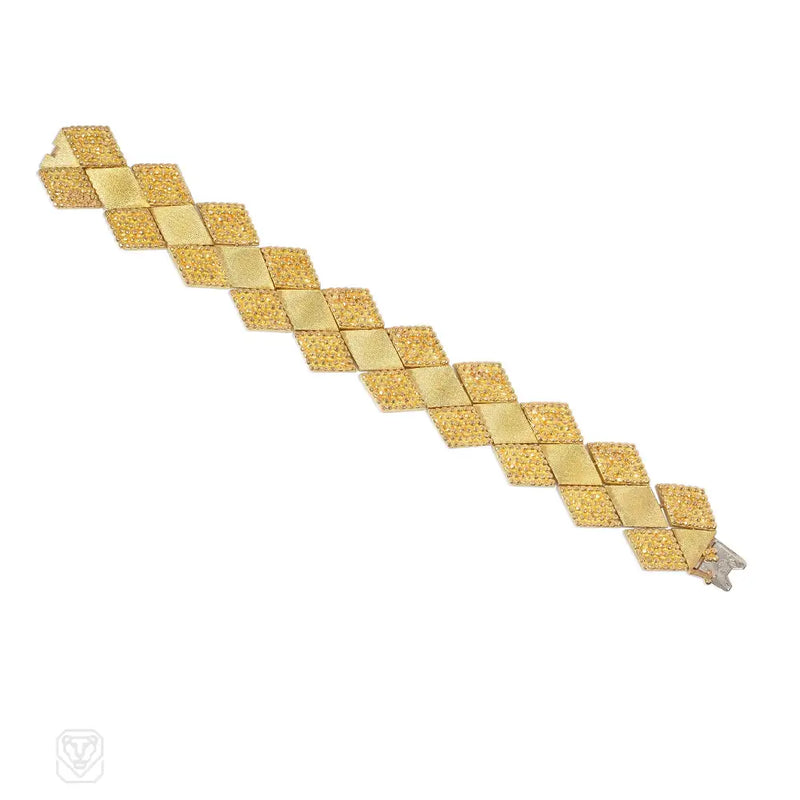 Mid-Century Georges Lenfant for Cartier gold lozenge link bracelet
