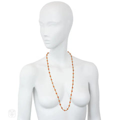 Mid-Century gold and coral bead chain necklace/bracelet