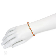Mid-Century gold and coral bead chain necklace/bracelet