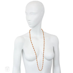 Mid-Century gold and coral bead chain necklace/bracelet