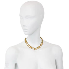 Mid-century gold and diamond link necklace, Chaumet