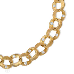 Mid-century gold and diamond link necklace, Chaumet