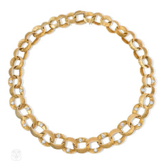 Mid-century gold and diamond link necklace, Chaumet