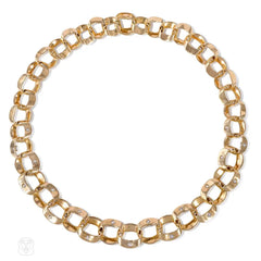 Mid-century gold and diamond link necklace, Chaumet