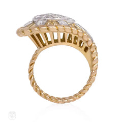 Mid-century gold and diamond teardrop ring
