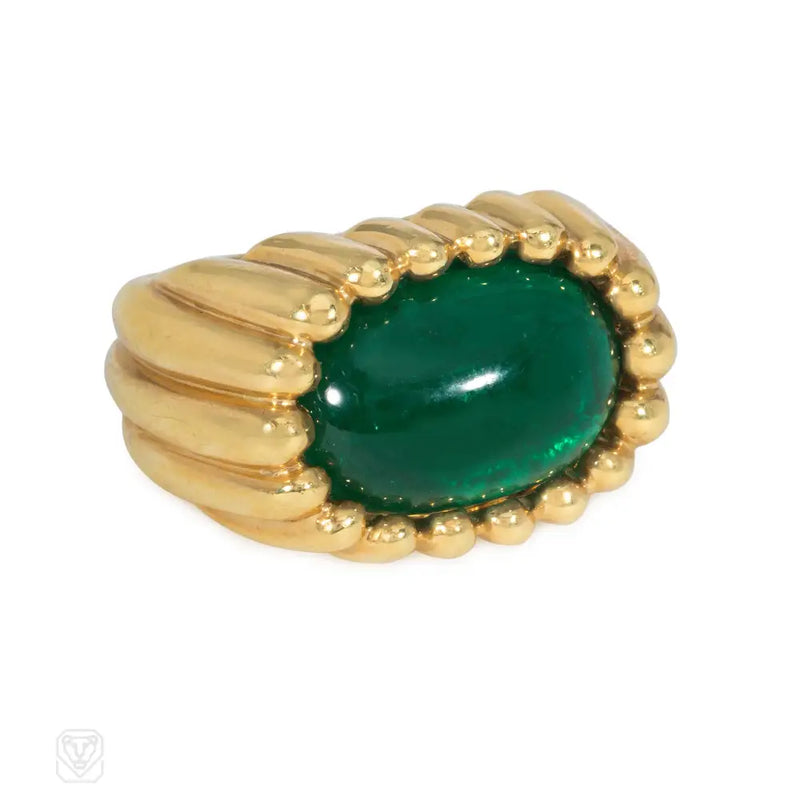 Mid - Century Gold And Emerald Tartelette Style Ring