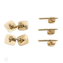 Mid-century gold and sapphire cufflinks and stud set