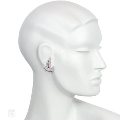 Mid-century interchangeable diamond leaves earrings