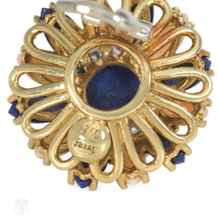 Mid-Century Italian angel skin coral and lapis earrings