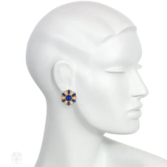 Mid-Century Italian angel skin coral and lapis earrings