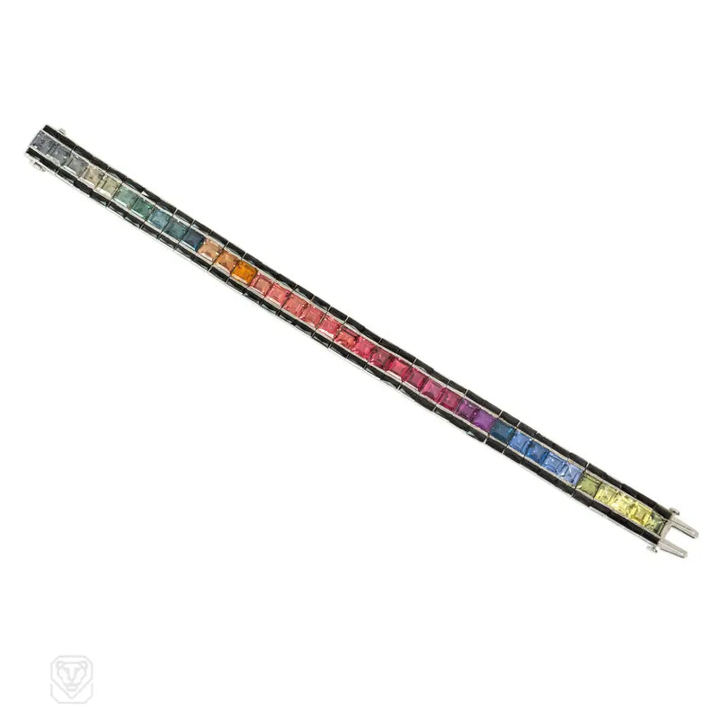 Mid-century ombre gemstone line bracelet