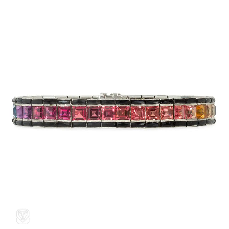 Mid-century ombre gemstone line bracelet