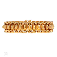 Mid-Century rose gold pyramidal link bracelet