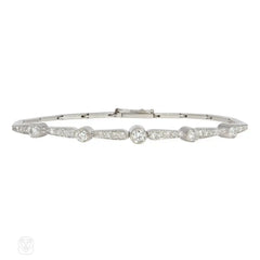 Mid-century tapering diamond line bracelet