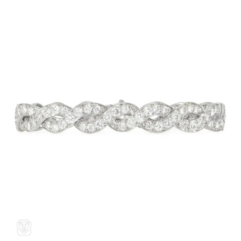 Mid-Century twisted diamond and platinum bracelet