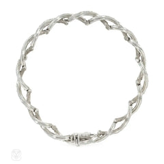 Mid-Century twisted diamond and platinum bracelet