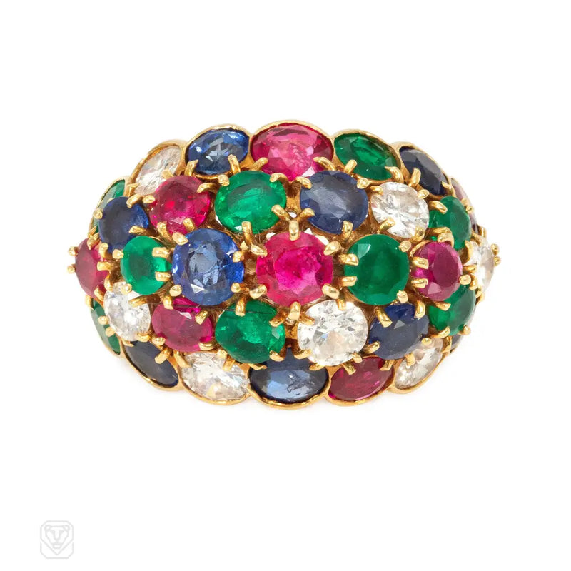 Mid-Century Van Cleef & Arpels bombé multi-gem cocktail ring