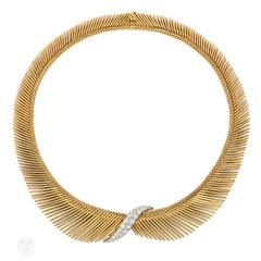 Mid-Century Van Cleef & Arpels by Georges Lenfant angel hair gold and diamond collar