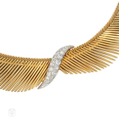Mid-Century Van Cleef & Arpels by Georges Lenfant angel hair gold and diamond collar