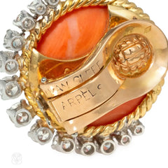 Mid-Century Van Cleef & Arpels coral and diamond crescent earrings