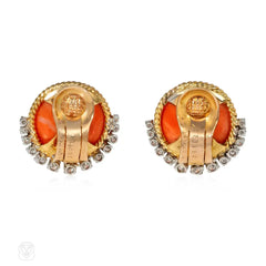 Mid-Century Van Cleef & Arpels coral and diamond crescent earrings