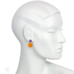 Mismatched glass beaded double ball earrings