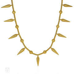 Modern Castellani Etruscan Revival gold necklace