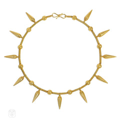 Modern Castellani Etruscan Revival gold necklace