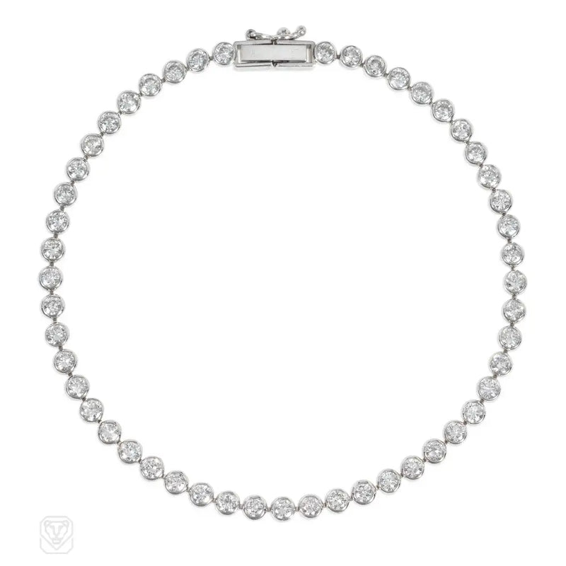 Modern Platinum And Diamond Line Bracelet