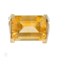 Modernist gold and citrine ring