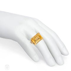 Modernist gold and citrine ring