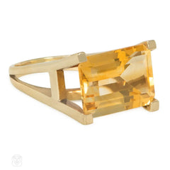 Modernist gold and citrine ring