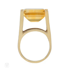 Modernist gold and citrine ring